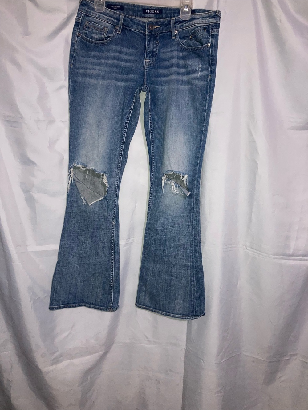 Vigoss Light Blue Distressed Flare Jeans